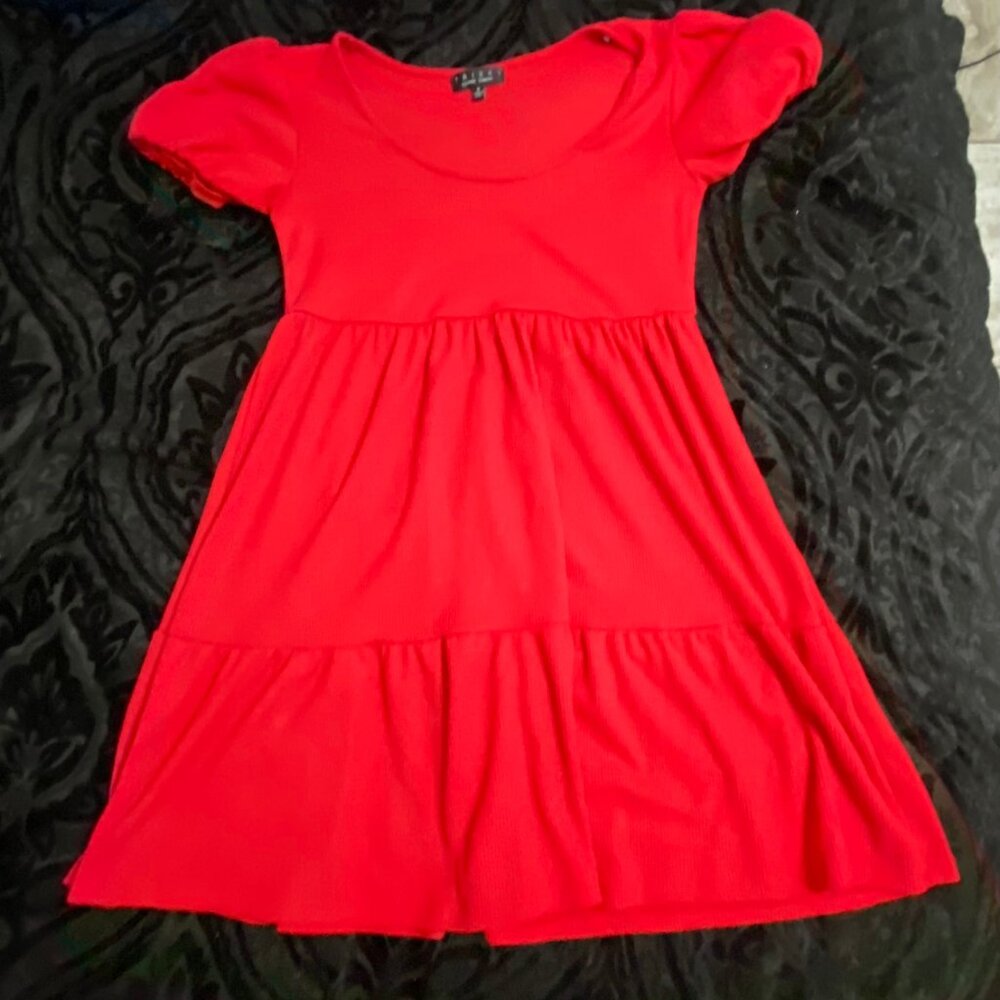 Red Short Sleeved Dress Made by Trixxi Clothing Company